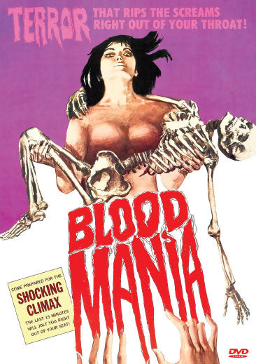 Blood Mania DVD featuring horror film with Peter Carpenter and Maria De Aragon, available from rareandcollectibledvds.