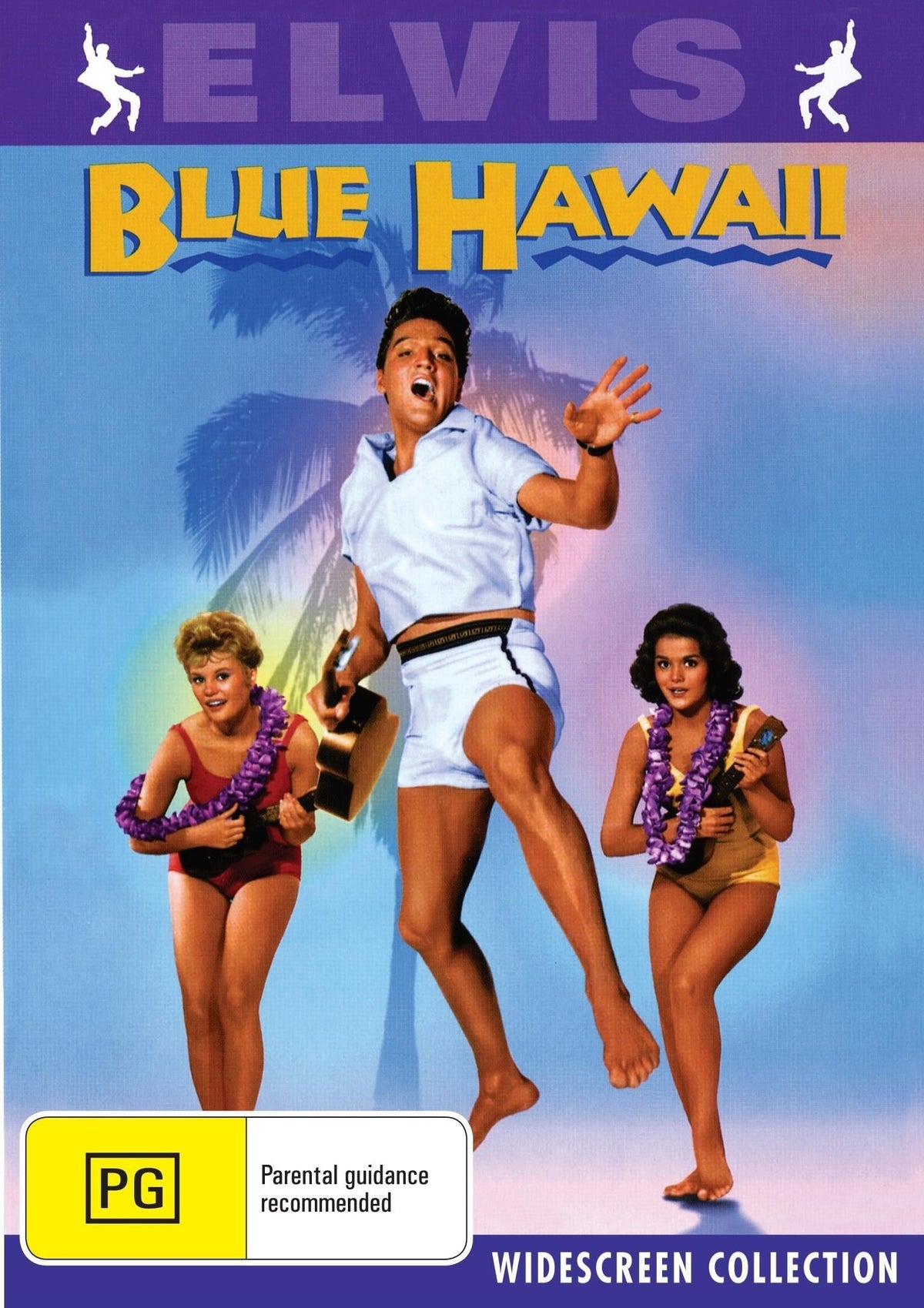 Blue Hawaii DVD featuring Elvis Presley and Joan Blackman, comedy film with vibrant cover art and classic 1960s design.