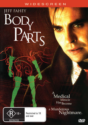 Body Parts on DVD, horror film featuring Jeff Fahey and Lindsay Duncan, with cover art showing a disturbing scene from the movie.