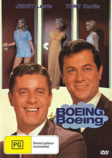 DVD cover of Boeing Boeing comedy featuring Tony Curtis and Jerry Lewis, from rareandcollectibledvds collection.
