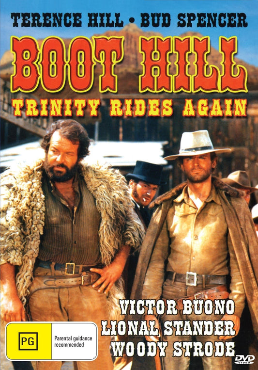DVD cover of Boot Hill Western starring Terence Hill and Bud Spencer, featuring the movie title and Western-themed artwork.
