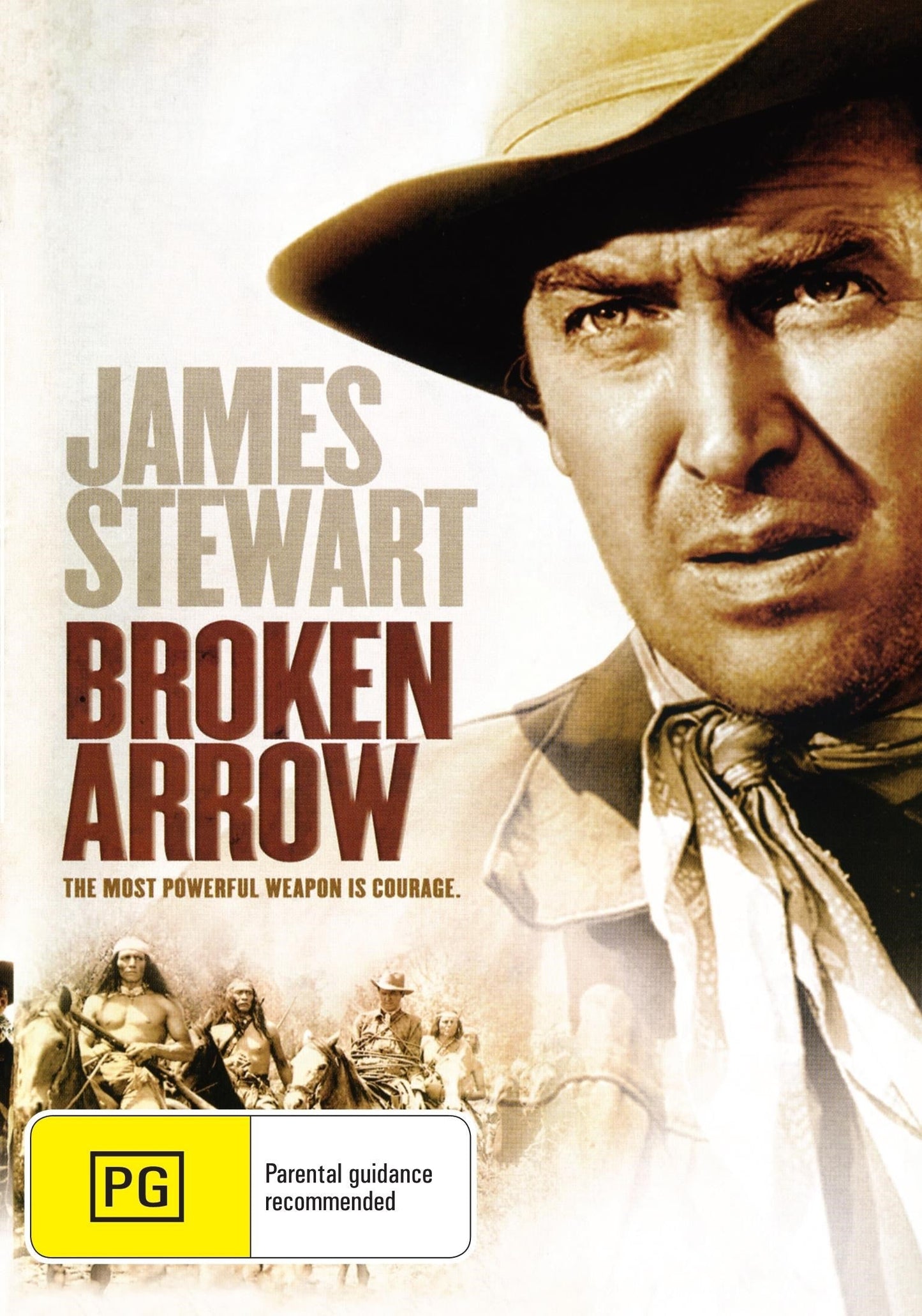 Broken Arrow DVD drama starring James Stewart and Jeff Chandler, featuring a Western story with historical and action elements.