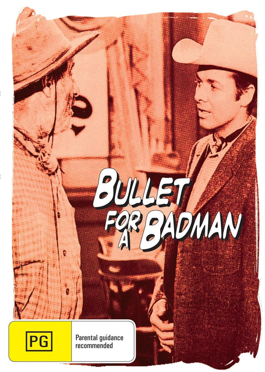 Western DVD "Bullet for a Badman" featuring Audie Murphy and Darren McGavin, movie cover with action scenes and vintage design.