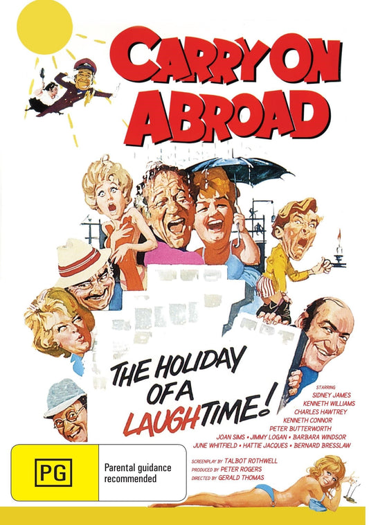 Carry On Abroad DVD featuring Sidney James and Kenneth Williams, comedy film in a plastic case, from Rare and Collectible DVDs.