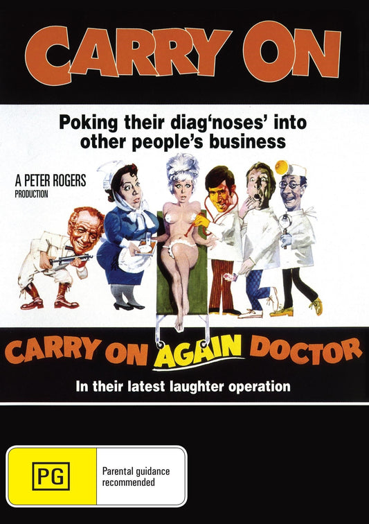 Carry On Again Doctor DVD featuring Sidney James and Kenneth Williams, classic comedy with actors in period costumes.