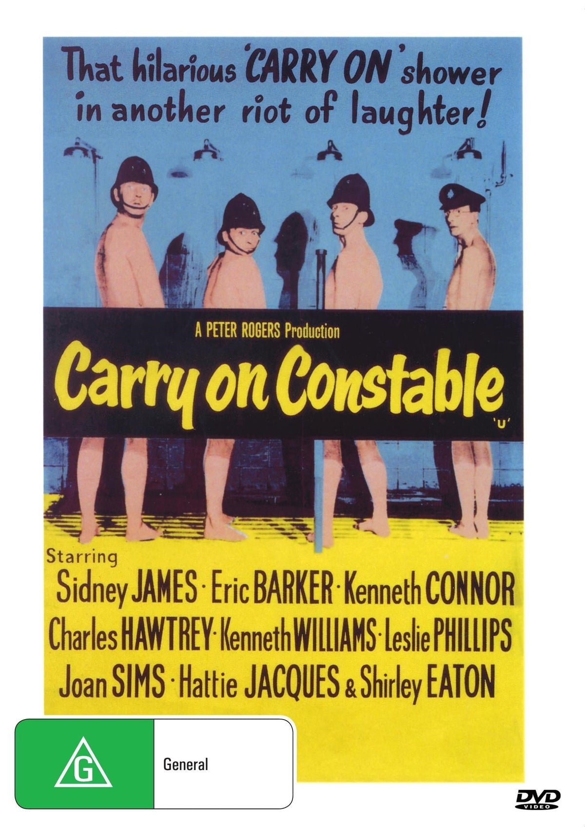 Carry on Constable DVD featuring Sidney James and Kenneth Williams, classic comedy with cast members in costume.