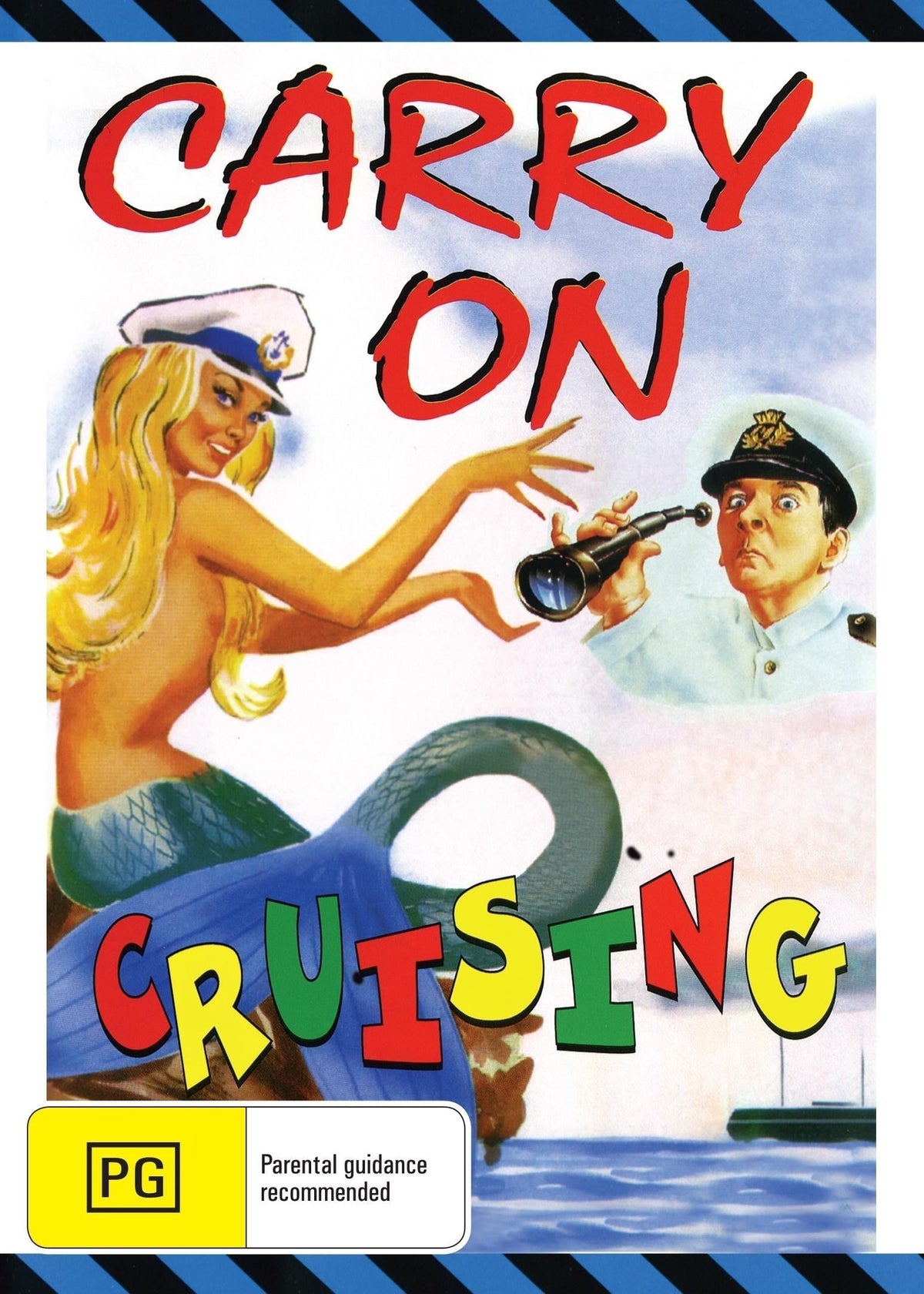Carry On Cruising DVD featuring Sidney James and Kenneth Williams, comedy film with classic cast in a colorful cover image.