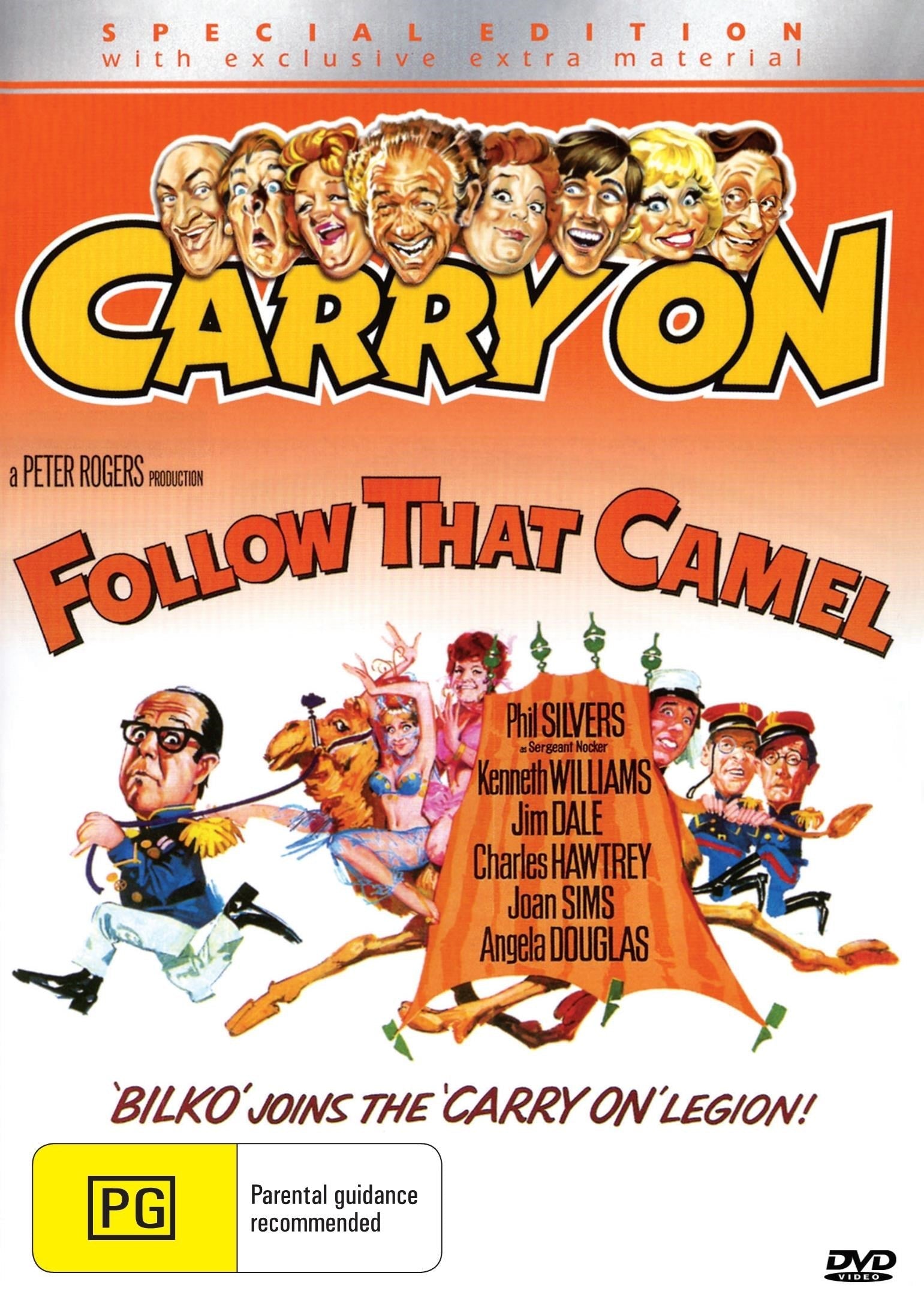 Carry On Follow That Camel DVD featuring Phil Silvers and Kenneth Williams, adventure comedy from the Carry On film series.