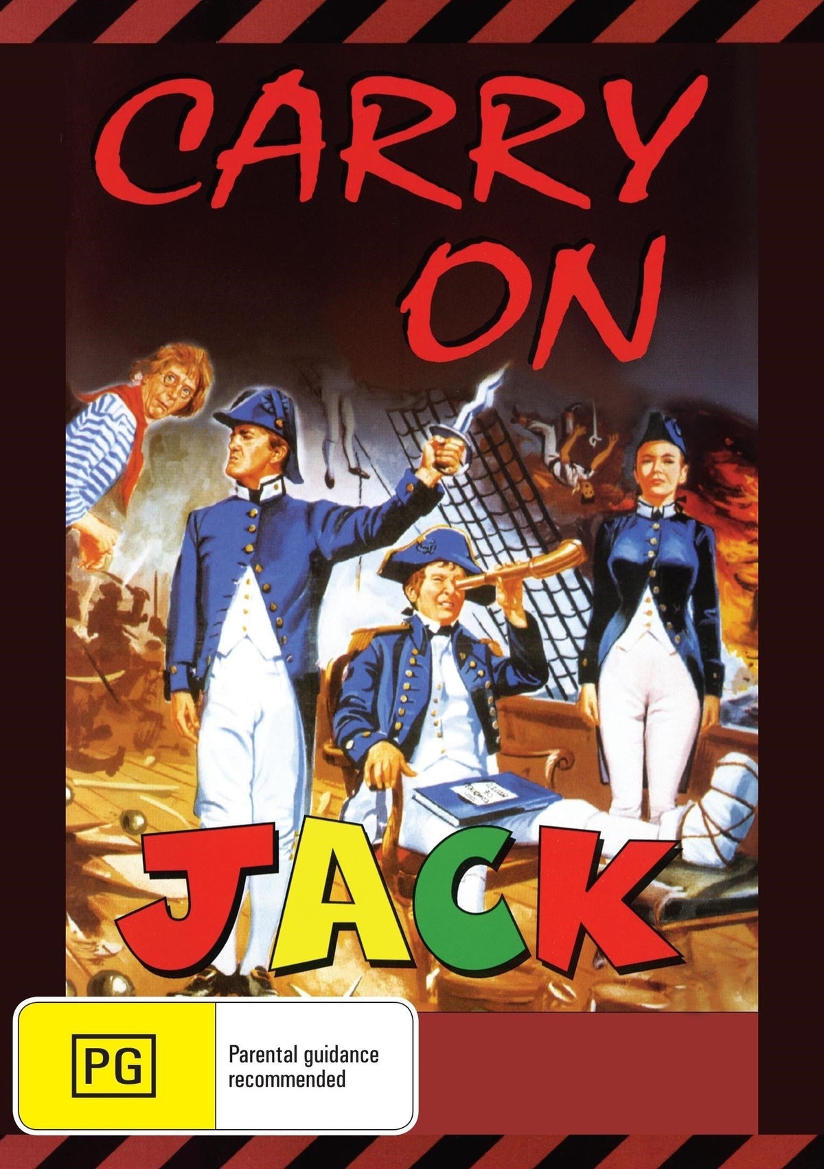 Carry On Jack DVD featuring Kenneth Williams and Charles Hawtrey, vintage romance comedy with classic cast members.