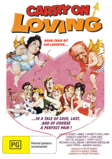 Carry On Loving DVD featuring Sidney James and Kenneth Williams, classic comedy with cast members from the popular film series.