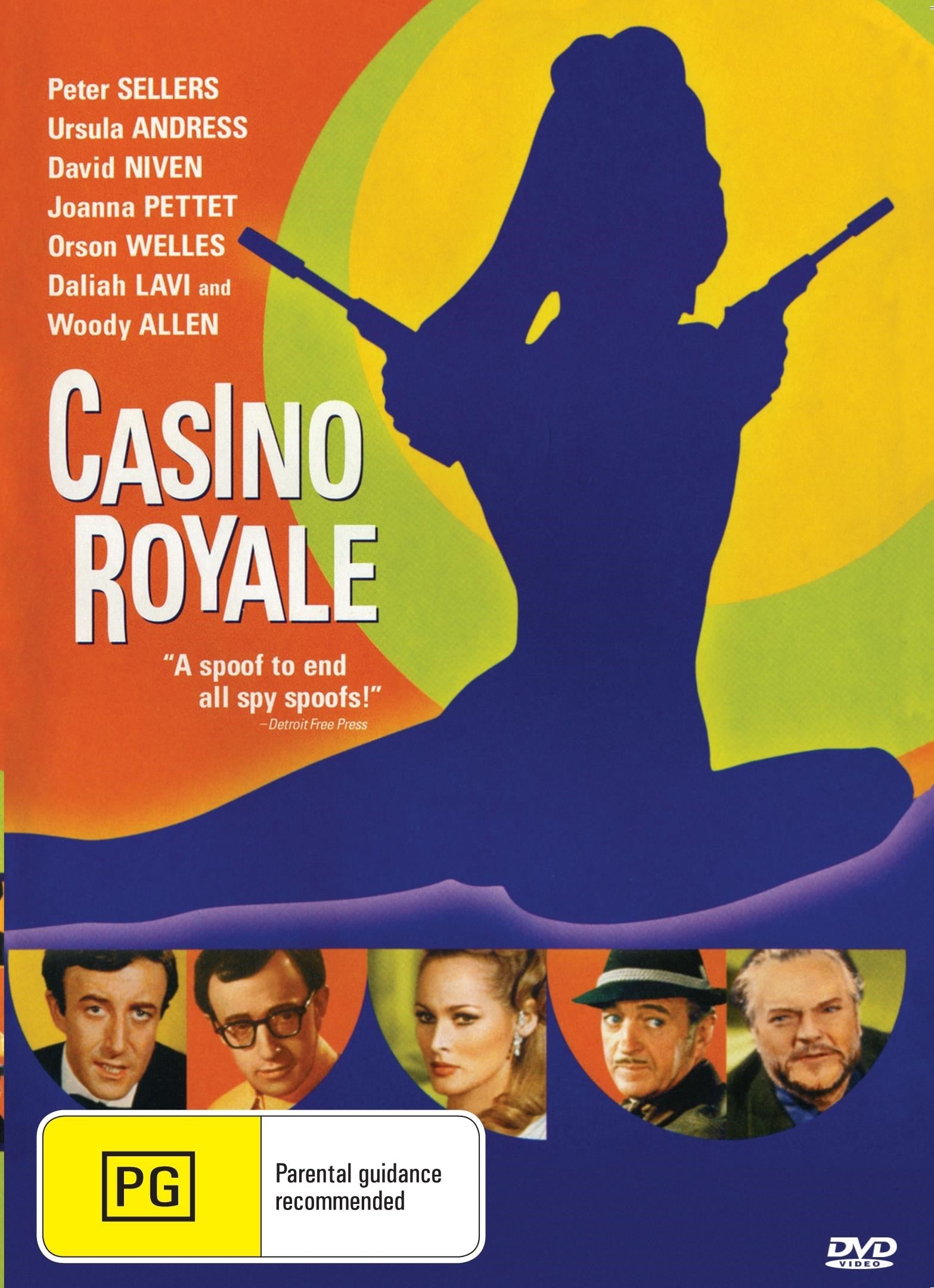 Casino Royale DVD comedy with David Niven and Peter Sellers, featuring classic comedy scenes from the film.