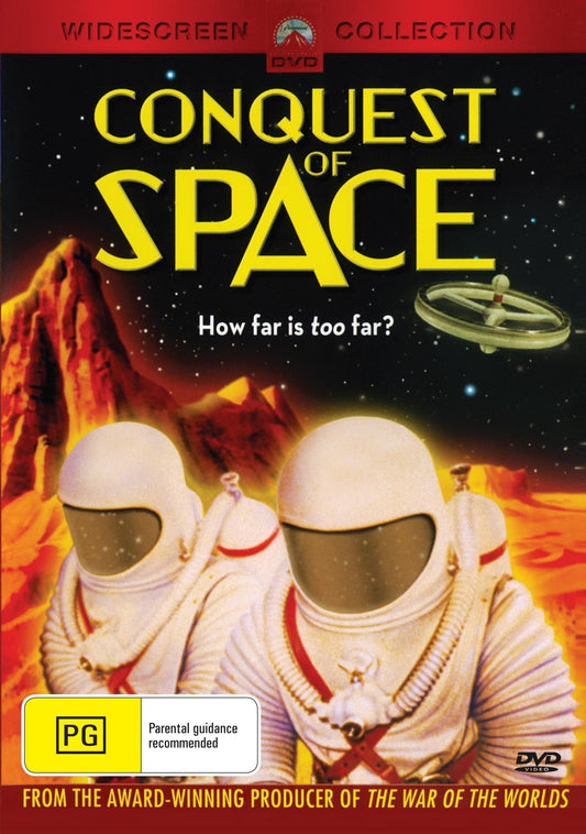 DVD cover for Conquest of Space sci-fi movie featuring Walter Brooke and Eric Fleming, from rareandcollectibledvds.