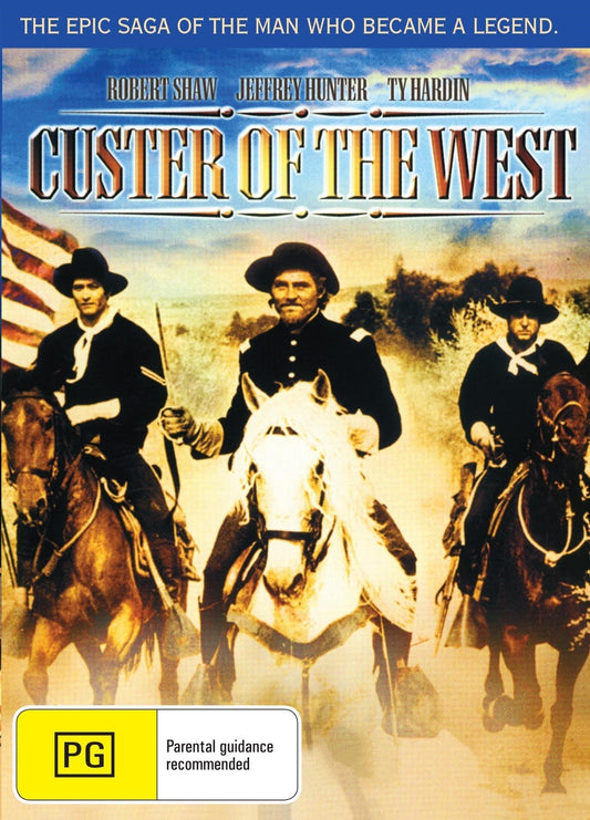DVD of Custer of the West drama featuring Robert Shaw and Mary Ure, with cover art showing scenes from the film.