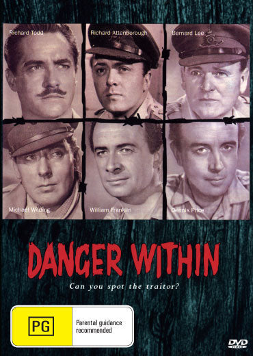 DVD cover of "Danger Within" featuring Richard Todd and Bernard Lee, war drama movie, from rareandcollectibledvds collection.