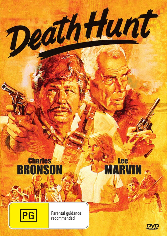 Death Hunt DVD featuring action stars Charles Bronson and Lee Marvin, showcasing a thrilling movie scene.