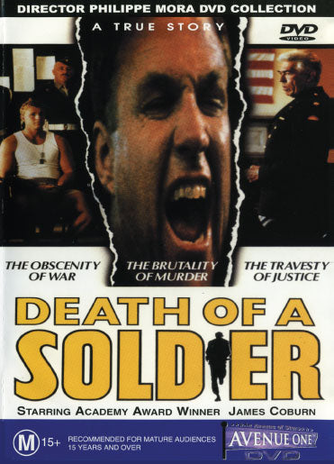 DVD cover for "Death of a Soldier" drama featuring James Coburn and Bill Hunter, available from rareandcollectibledvds.