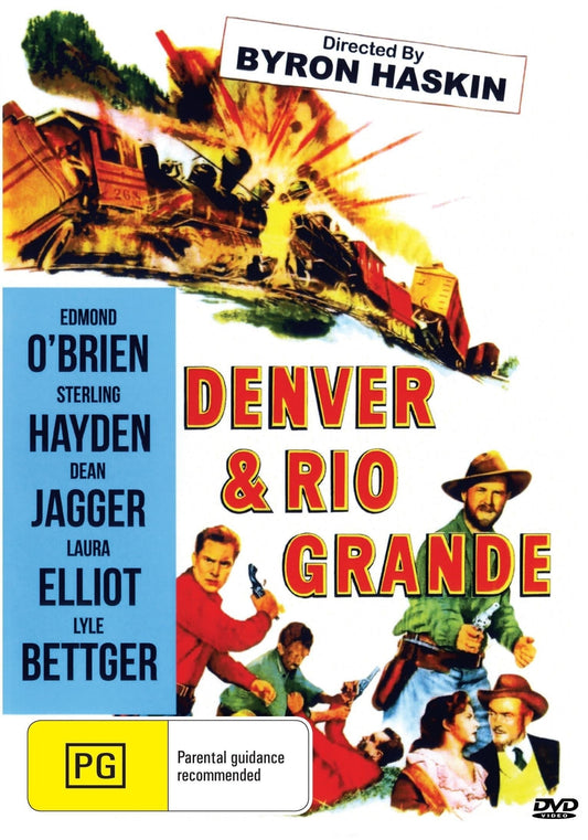 DVD cover of "Denver & Rio Grande" drama featuring Edmond O'Brien and Sterling Hayden, from Rare and Collectible DVDs.