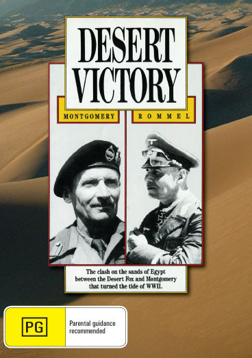 Desert Victory DVD featuring war history with Harold Alexander and Winston Churchill, showing the DVD case with cover art.
