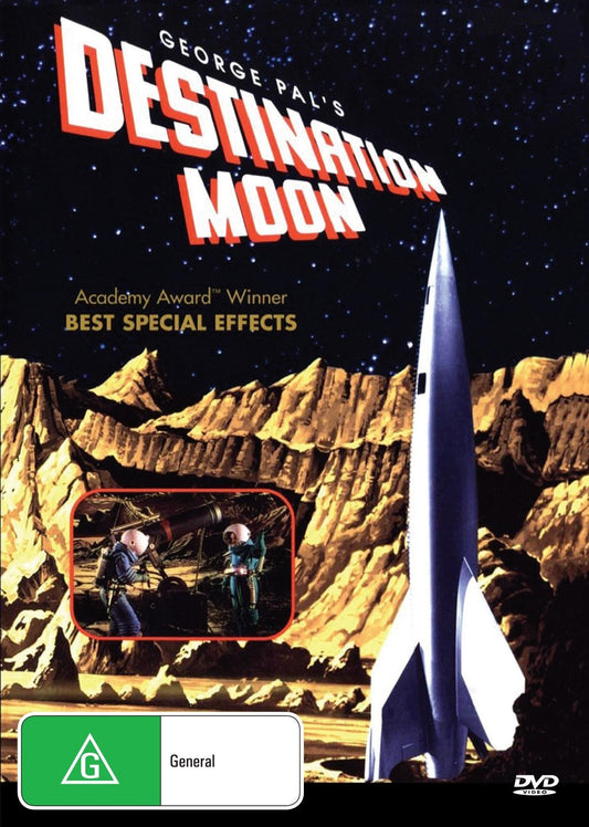 DVD cover for "Destination Moon" drama featuring John Archer and Warner Anderson, from Rare and Collectible DVDs.