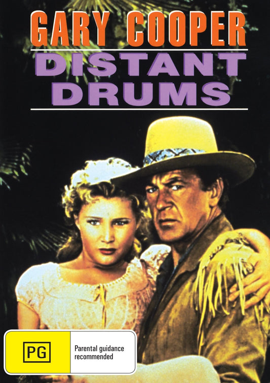 Distant Drums DVD featuring Gary Cooper and Mari Aldon, action film with intense scenes, from rareandcollectibledvds collection.