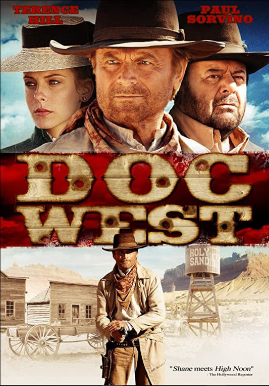 DVD of Doc West comedy with Terence Hill and Clare Carey, featuring cover art and colorful movie design.