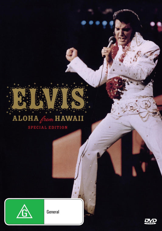 Elvis Presley Aloha From Hawaii DVD featuring live music performance, with guitarist James Burton, by RareAndCollectibleDVDs.