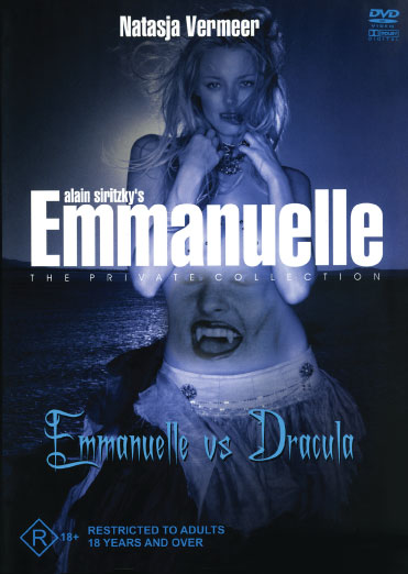 DVD cover for Emmanuelle vs Dracula drama featuring Natasja Vermeer and Beverly Lynne, from rareandcollectibledvds.
