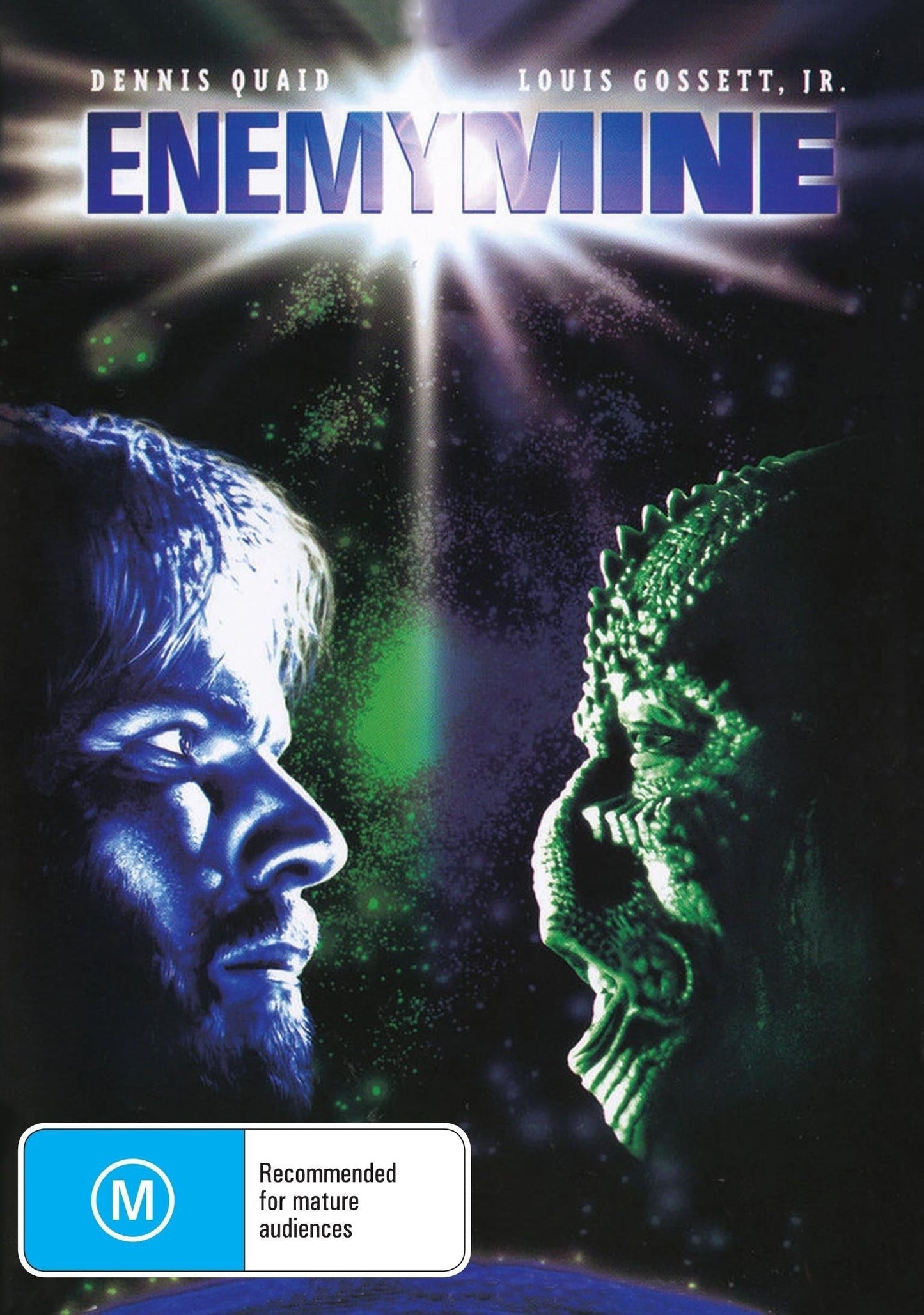 DVD cover of Enemy Mine featuring Dennis Quaid and Louis Gossett Jr., action movie available on DVD from rareandcollectibledvds.