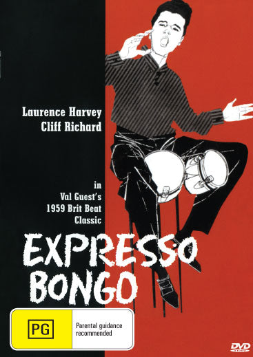 Expresso Bongo DVD drama featuring Laurence Harvey and Sylvia Syms, showcasing the film's cover art and key actors.