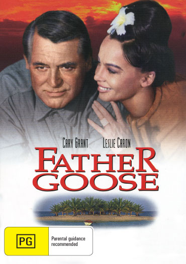 Father Goose DVD featuring Cary Grant and Leslie Caron, comedy film with vintage movie poster art.