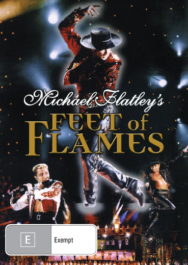 Feet of Flames DVD featuring Michael Flatley and Bernadette Flynn, showcasing dynamic dance performances and musical highlights.