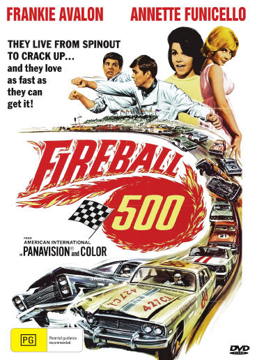 DVD cover for Fireball 500 drama featuring Frankie Avalon and Annette Funicello, from rareandcollectibledvds collection.