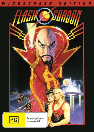 Flash Gordon DVD featuring Sam J. Jones and Melody Anderson, action movie with vintage sci-fi appeal.
