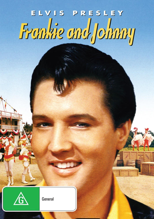 DVD cover of Frankie and Johnny comedy starring Elvis Presley and Donna Douglas, featuring colorful artwork and cast images.