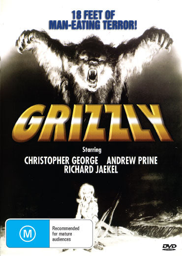 DVD cover of "Grizzly" adventure movie featuring Christopher George and Andrew Prine, from Rare and Collectible DVDs.
