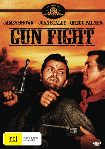 Western DVD "Gun Fight" featuring James Brown and Joan Staley, showing the DVD case with cover art and title.