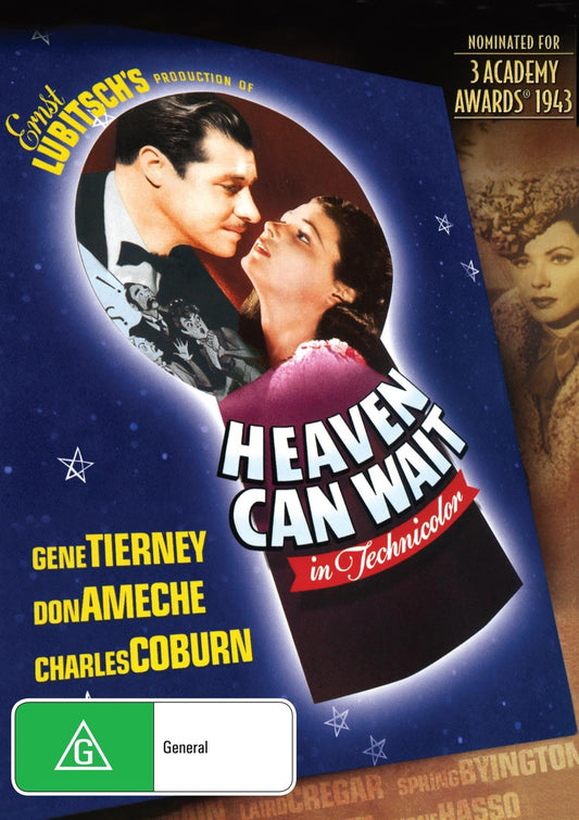 DVD of the comedy film Heaven Can Wait starring Gene Tierney and Don Ameche, featuring cover art with the actors.