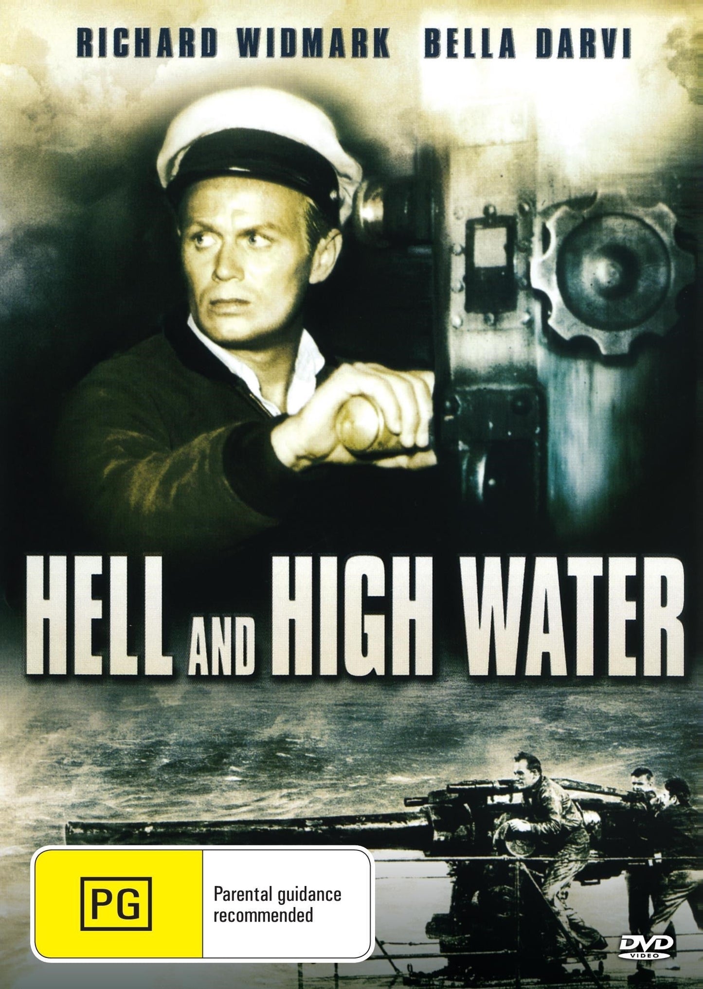 DVD cover image of "Hell and High Water" action film featuring Richard Widmark and Bella Darvi, from RareAndCollectibleDVDs.