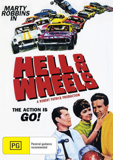 DVD cover of "Hell On Wheels" featuring action scenes with Marty Robbins and John Ashley, from rareandcollectibledvds.