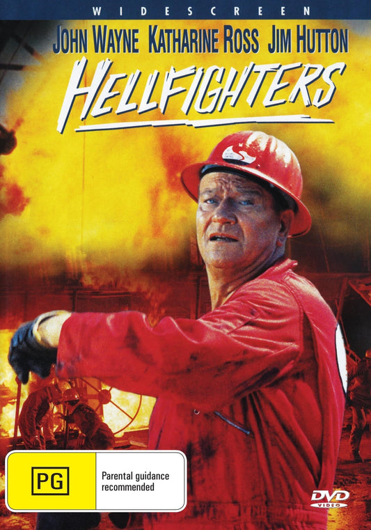 DVD cover of "Hellfighters" starring John Wayne and Katharine Ross, action film from rareandcollectibledvds.