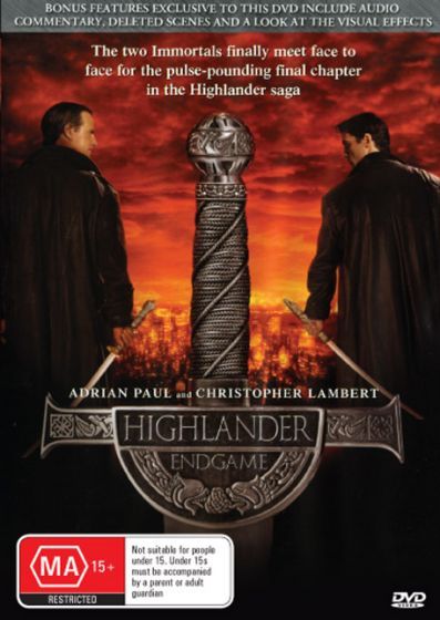 Highlander: Endgame DVD featuring Christopher Lambert and Adrian Paul, action movie from the Highlander series.