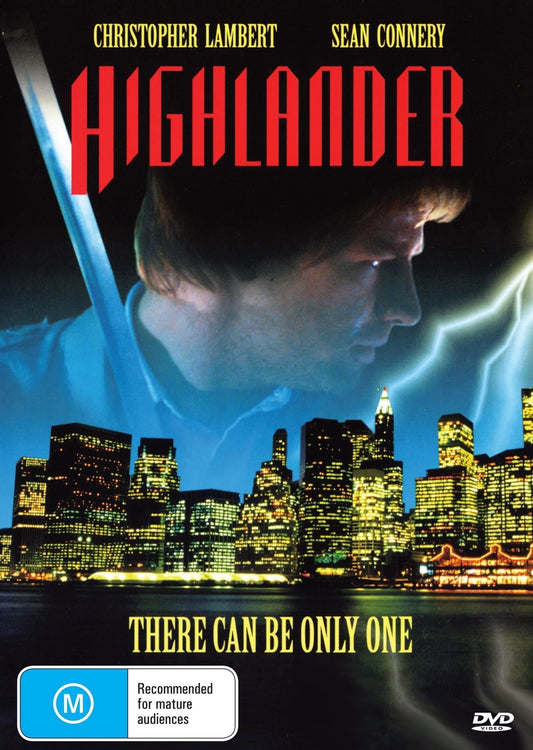 Highlander DVD featuring Christopher Lambert and Sean Connery, action movie in a collectible DVD case.
