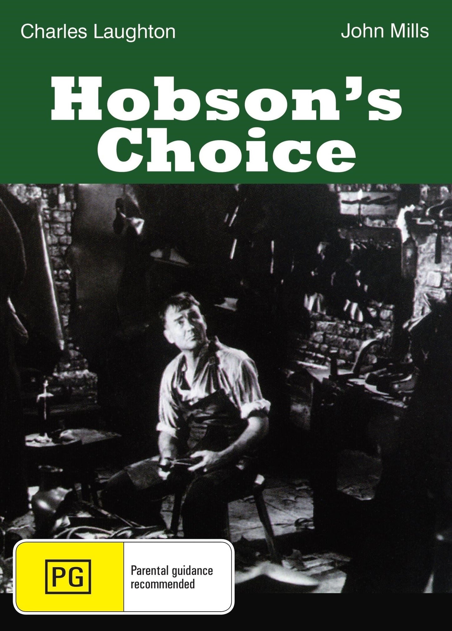 DVD cover of Hobson's Choice drama featuring Charles Laughton and John Mills, from Rare and Collectible DVDs collection.
