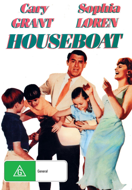 Houseboat DVD featuring Cary Grant and Sophia Loren, comedy film with actors on a boat, from Rare and Collectible DVDs collection.