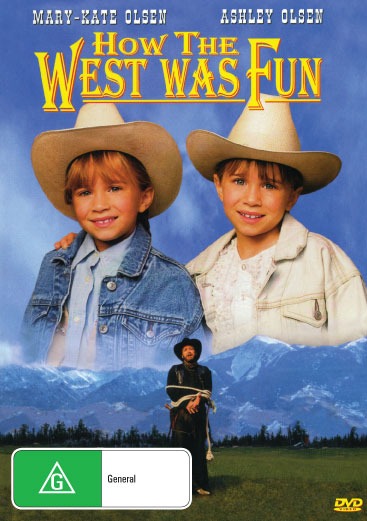DVD cover of "How The West Was Fun" featuring Mary-Kate and Ashley Olsen, western film starring the Olsen twins.