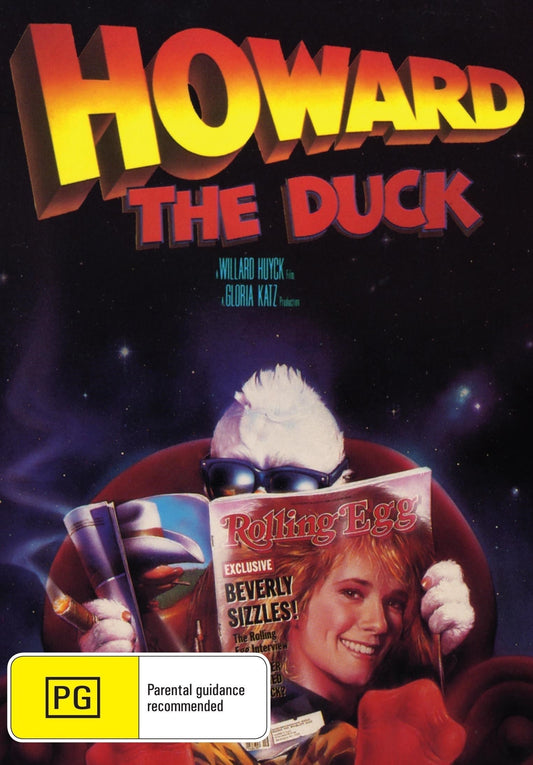 Howard the Duck DVD featuring Lea Thompson and Jeffrey Jones, with adventure scenes visible on the collectible DVD cover.