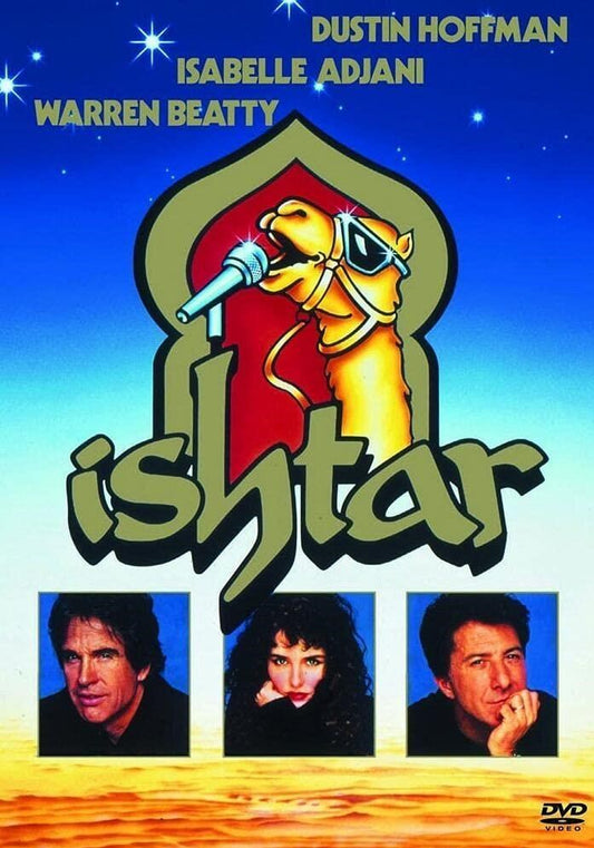 DVD cover of "Ishtar" featuring Warren Beatty and Dustin Hoffman, action comedy film from rareandcollectibledvds.