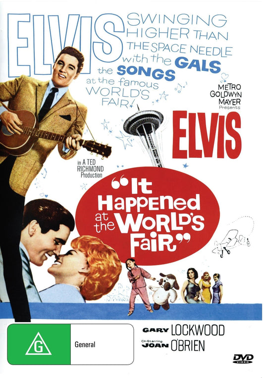 DVD cover for "It Happened At The World's Fair" comedy featuring Elvis Presley and Joan O'Brien, from rareandcollectibledvds.