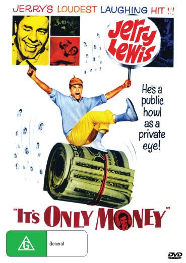 It's Only Money DVD featuring comedy stars Jerry Lewis and Joan O'Brien, shown in a colorful cover image.