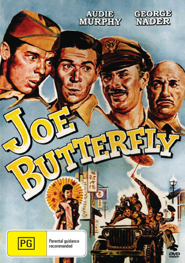 DVD of Joe Butterfly comedy featuring Audie Murphy and George Nader, with artwork showing the movie title and cast.